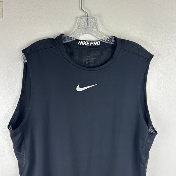 Nike Pro Men's Tank Top Size XL Black Mesh Shoulders Athletic Workout Gym - Picture 3 of 6